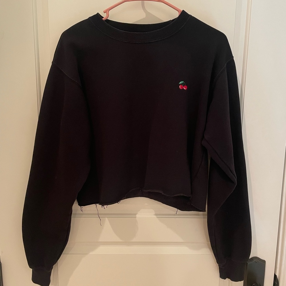Brandy Melville Cropped Cherry Crew Neck